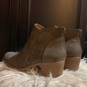 Qupid Dark Gray Leather Ankle Bootie!
